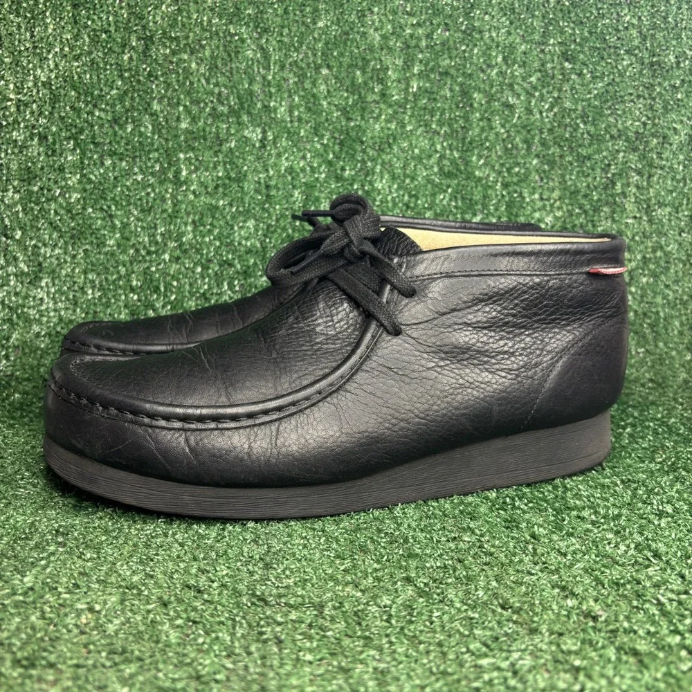 Clarks Wallabee Leather Lace Up Casual Moccasin Chukka Boot Black Mens Size 12‎